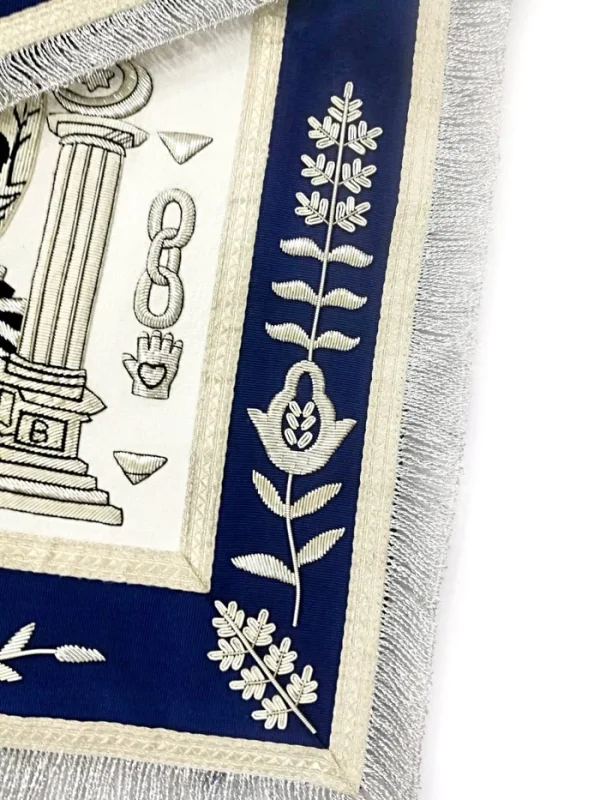 Master Mason Blue Lodge Apron - Skull Pillars Masters Carpet Silver Embroidery 3 Master Mason Blue Lodge Apron - Skull Pillars Masters Carpet Silver Embroidery