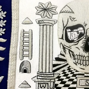 Master Mason Blue Lodge Apron - Skull Pillars Masters Carpet Silver Embroidery 13 Master Mason Blue Lodge Apron - Skull Pillars Masters Carpet Silver Embroidery