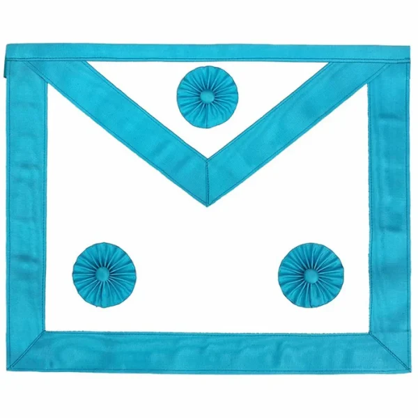 Master Mason Blue Lodge Apron - Sky Blue Moire with Three Rosettes Master Mason Blue Lodge Apron - Sky Blue Moire with Three Rosettes