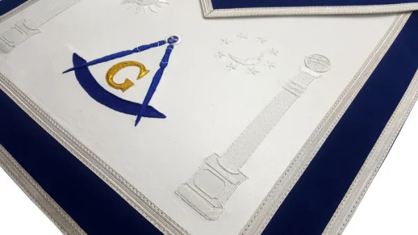 Master Mason Blue Lodge Apron - Sun, Moon & Pillars Hand Embroidery 2 Master Mason Blue Lodge Apron - Sun, Moon & Pillars Hand Embroidery
