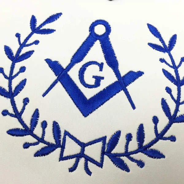Master Mason Blue Lodge Apron - White & Blue Machine Embroidery 1 master mason blue lodge apron white blue machine embroidery 1