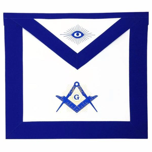 Master Mason Blue Lodge Apron - White & Blue Square & Compass G Master Mason Blue Lodge Apron - White & Blue Square & Compass G