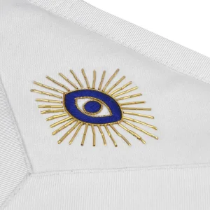 Master Mason Blue Lodge Apron - White Velvet Hand Threaded Silk