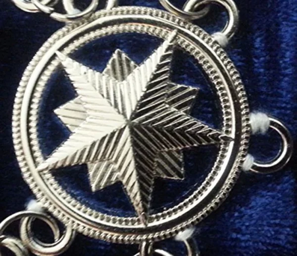 Master Mason Blue Lodge Chain Collar - Silver Plated Square & Compass G