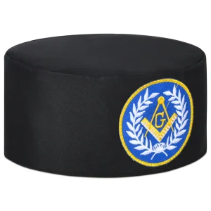 Master Mason Blue Lodge Crown Cap - Black with Blue Emblem & Wreath