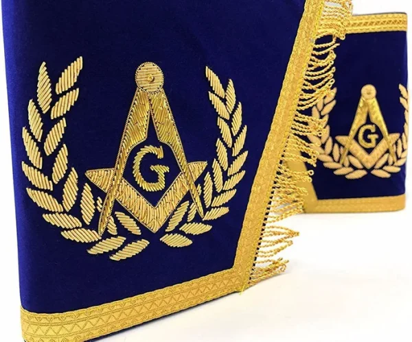 Master Mason Blue Lodge Cuff - Dark Blue & Gold Square & Compass G with Fringe Master Mason Blue Lodge Cuff - Dark Blue & Gold Square & Compass G with Fringe