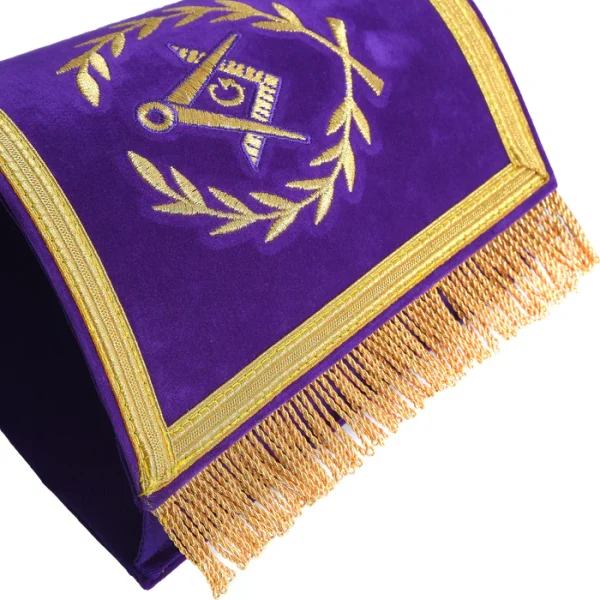 Master Mason Blue Lodge Cuff - Hand Embroidery with Gold Fringe 2 Master Mason Blue Lodge Cuff - Hand Embroidery with Gold Fringe Show