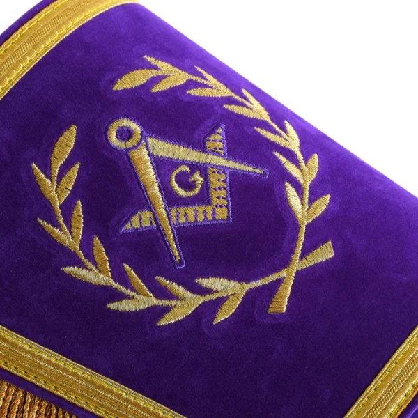 Master Mason Blue Lodge Cuff - Hand Embroidery with Gold Fringe 3 Master Mason Blue Lodge Cuff - Hand Embroidery with Gold Fringe Patch