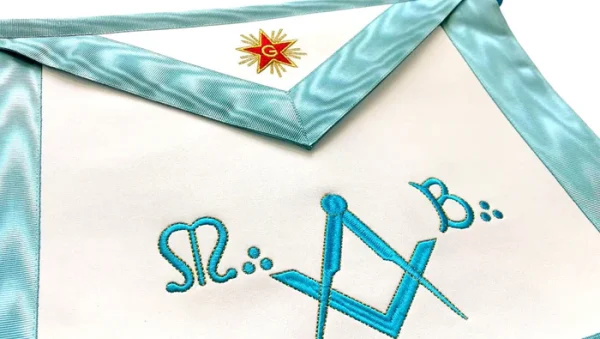 Master Mason Blue Lodge French Apron - Sky Blue Silk & Moire 1 Master Mason Blue Lodge French Apron - Sky Blue Silk & Moire