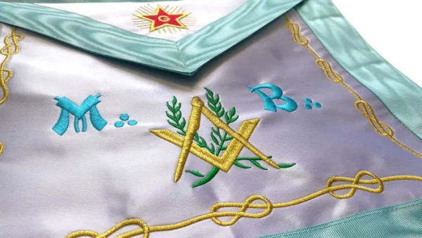 Master Mason Blue Lodge French Apron - Sky Blue Silk & Moire Star G 1 Master Mason Blue Lodge French Apron - Sky Blue Silk & Moire Star G