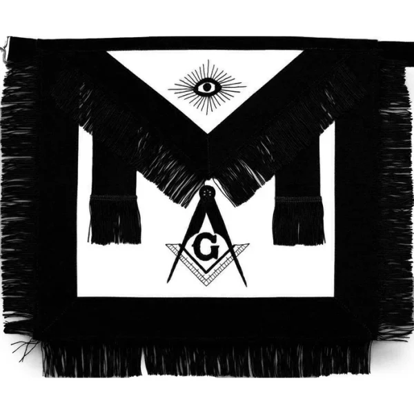 Master Mason Blue Lodge Funeral Apron - Square & Compass G with Fringe Master Mason Blue Lodge Funeral Apron - Square & Compass G with Fringe