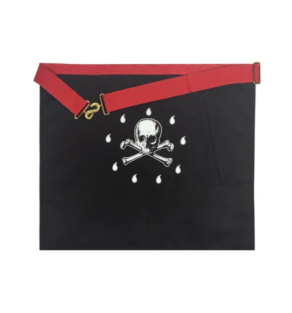 Master Mason Scottish Rite Apron - White & Red Moire with Fringe 3 Master Mason Scottish Rite Apron - White & Red Moire with Fringe