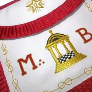 Master Mason Scottish Rite Apron - White & Red with Pleated Edges MB Temple