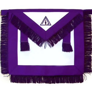 Home 71 Member Council Apron - White & Purple with Fringe Tassels