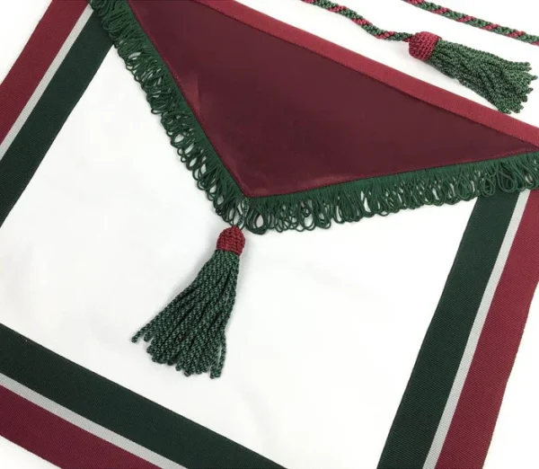 Member The Royal Order of Scotland Apron - White, Maroon & Green 1 Member The Royal Order of Scotland Apron - White, Maroon & Green