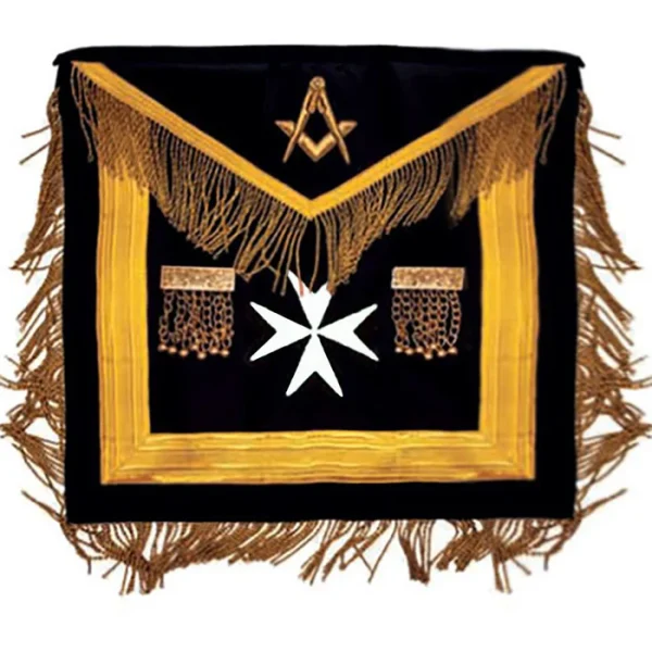 Most Worshipful Malta Regulation Apron - Black with Maltese Cross Most Worshipful Malta Regulation Apron - Black with Maltese Cross