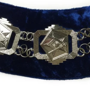 OES Chain Collar - Silver Plated on Blue Velvet