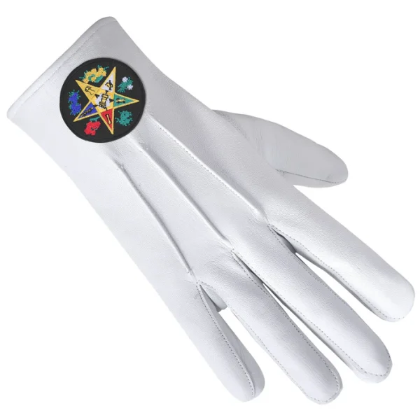 OES Gloves - Black Patch with Colorful Star & Flowers Front