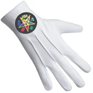 OES Gloves - Cotton with Black Patch with Colorful Flowers Front