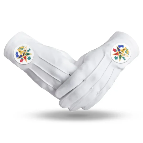 OES Gloves - Cotton with Round Patch with Flowers OES Gloves - Cotton with Round Patch with Flowers