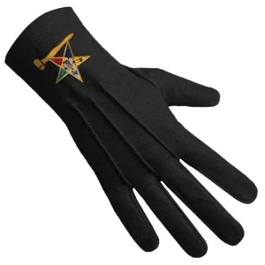 OES Gloves - Pure Black Cotton With Gold Gavel