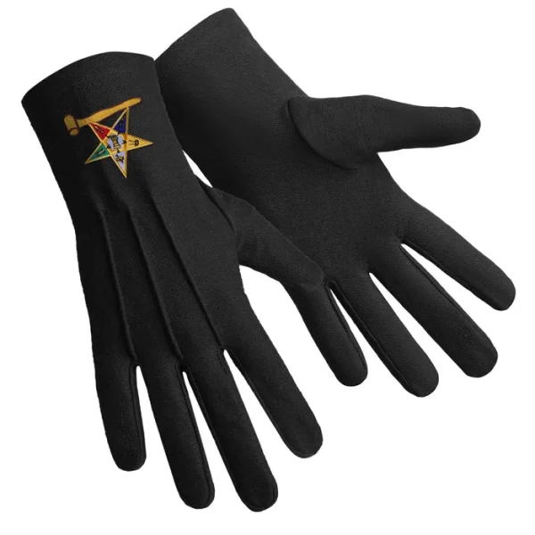 OES Gloves - Pure Black Cotton With Gold Gavel