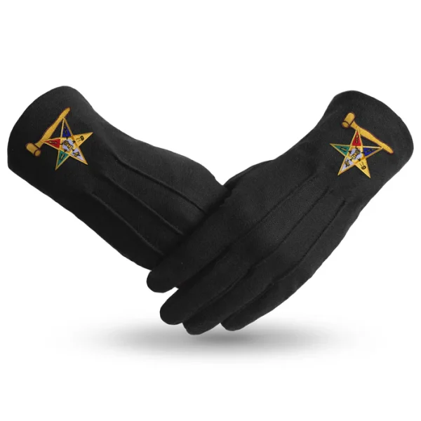 OES Gloves - Pure Black Cotton With Gold Gavel