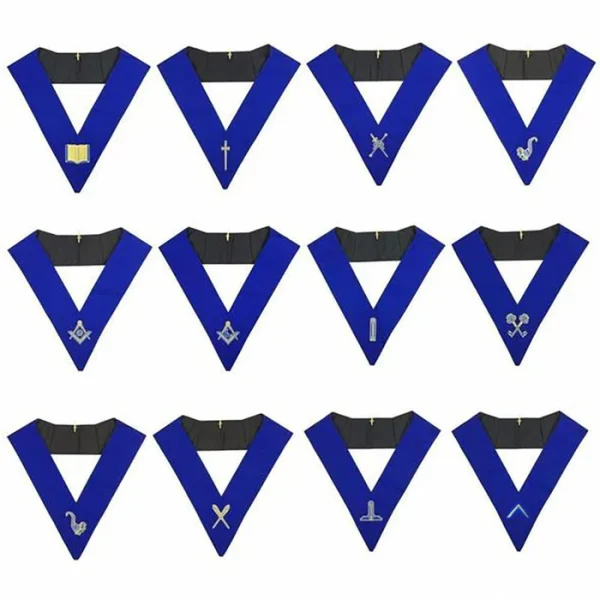 Officers Blue Lodge Officer Collar Set - Royal Blue Machine Embroidery Officers Blue Lodge Officer Collar Set - Royal Blue Machine Embroidery