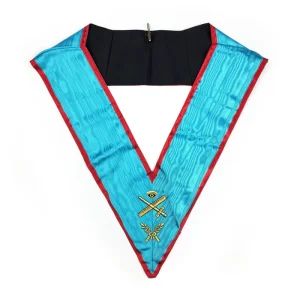 Officers Memphis Misraim French Regulation Officer Collar Set - Turquoise Machine Embroidery