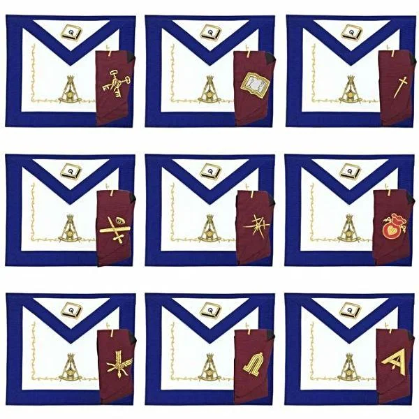 Officers Scottish Rite Officer Apron Set - Leather Made Embroidery Officers Scottish Rite Officer Apron Set - Leather Made Embroidery