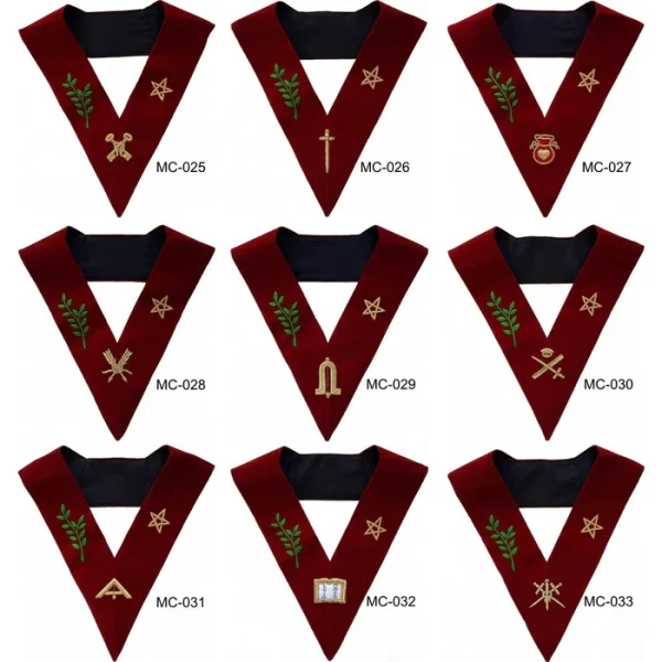 Officers Scottish Rite Officer Collar Set - Maroon Velvet Officers Scottish Rite Officer Collar Set - Maroon Velvet
