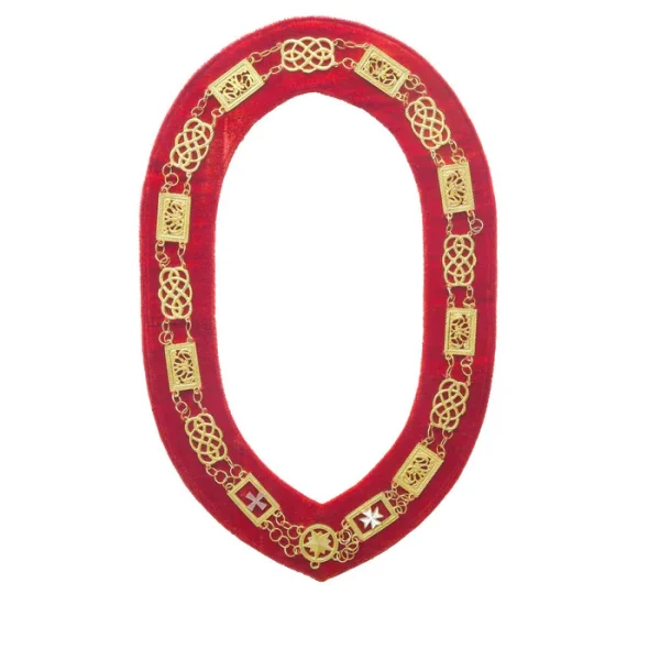 Order of Malta Chain Collar - Gold with Red Velvet Backing Order of Malta Chain Collar - Gold with Red Velvet Backing