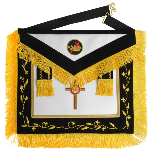 Past Commander Knights Templar Commandery Apron - Black with Gold Fringe Past Commander Knights Templar Commandery Apron - Black with Gold Fringe