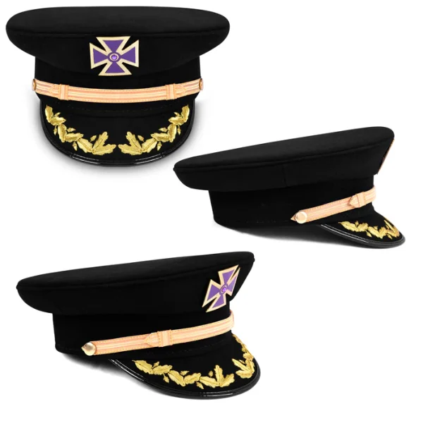 Past Grand Commander Knights Templar Commandery Fatigue Cap - Purple Metal Cross with Braid & Vinework 3 Past Grand Commander Knights Templar Commandery Fatigue Cap - Purple Metal Cross with Braid & Vinework