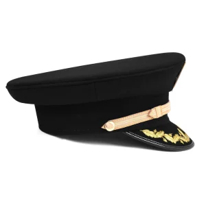 32nd Degree Scottish Rite Crown Cap - Black Rayon with Wings Up Red & Gold 8 Past Grand Commander Knights Templar Commandery Fatigue Cap - Purple Metal Cross with Braid & Vinework