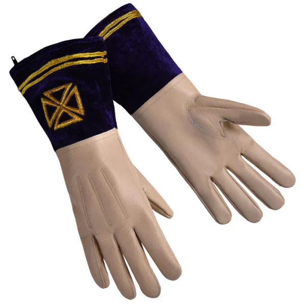 Past Grand Commander Knights Templar Commandery Gauntlet - Leather & Purple Velvet 1 Past Grand Commander Knights Templar Commandery Gauntlet - Leather & Purple Velvet Front Back