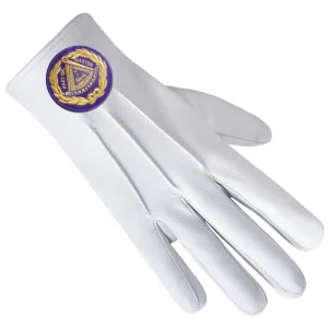 Past Grand Master Blue Lodge Gloves - Leather with Purple Patch 7 Past Grand Master Blue Lodge Gloves - Leather with Purple Patch Front
