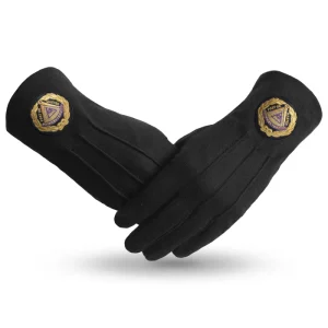 Past Grand Master Blue Lodge Gloves - Pure Cotton with Black Patch