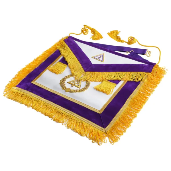 Past Grand Thrice Illustrious Master Royal & Select Masters Apron - Purple Hand Embroidery 1 Past Grand Thrice Illustrious Master Royal & Select Masters Apron - Purple Hand Embroidery