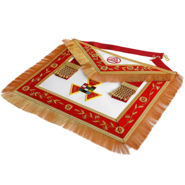 Past High Priest Royal Arch Chapter Apron - Red Velvet with Fringe Tassels 1 Past High Priest Royal Arch Chapter Apron - Red Velvet with Fringe Tassels