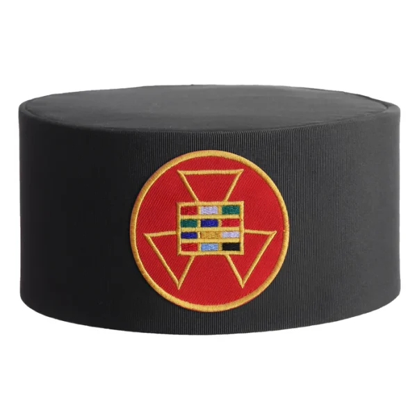 Past High Priest Royal Arch Chapter Crown Cap - Black Rayon with Round Red Patch Past High Priest Royal Arch Chapter Crown Cap - Black Rayon with Round Red Patch