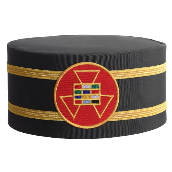 Past High Priest Royal Arch Chapter Crown Cap - Round Red Patch with Double Braid