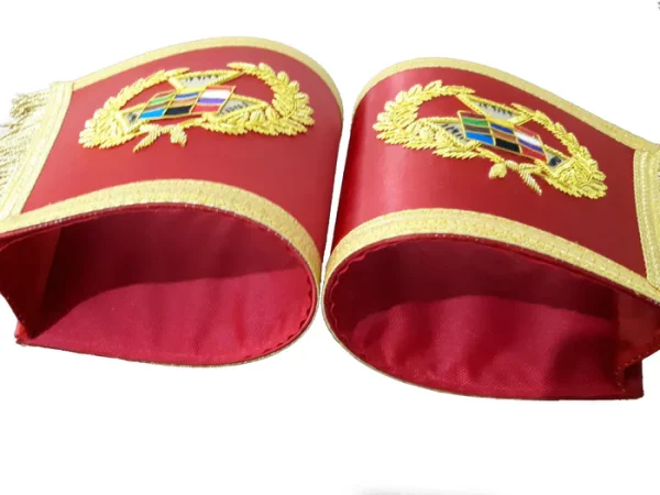 Past High Priest Royal Arch Chapter Cuff - Red Royal Arch Hand Bullion Embroidery 1 Past High Priest Royal Arch Chapter Cuff - Red Royal Arch Hand Bullion Embroidery Inner