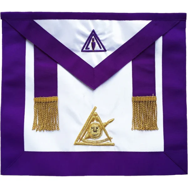Past Illustrious Master Council Apron - Purple Grosgrain with Golden Fringe Tassels Past Illustrious Master Council Apron - Purple Grosgrain with Golden Fringe Tassels