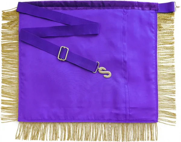 Past Illustrious Master Council Apron – Purple Hand Embroidery & Fringe Tassels 1 Past Illustrious Master Council Apron