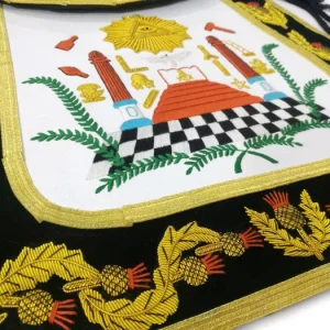 Past Master Blue Lodge Apron - Black Chenille with Gold Braid