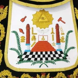 Past Master Blue Lodge Apron - Black Chenille with Gold Braid