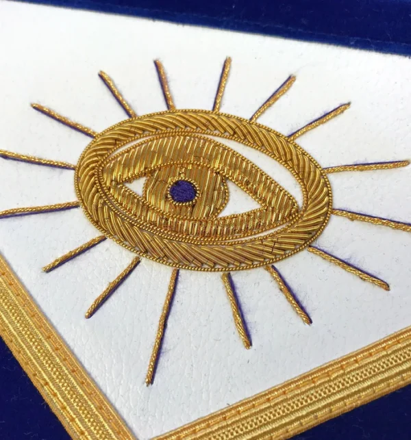 Past Master Blue Lodge Apron - Blue Velvet with Gold Hand Embroidered 1 Past Master Blue Lodge Apron - Blue Velvet with Gold Hand Embroidered