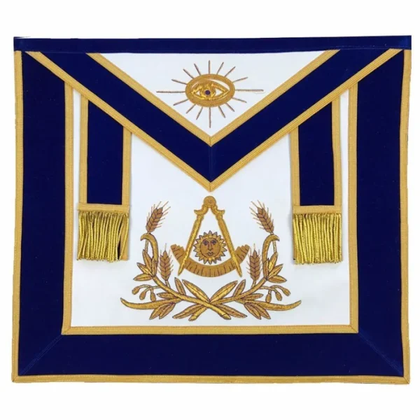 Past Master Blue Lodge Apron - Blue Velvet with Gold Hand Embroidered Past Master Blue Lodge Apron - Blue Velvet with Gold Hand Embroidered