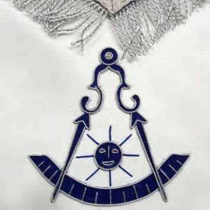 Past Master Blue Lodge Apron - Blue With Tabs & Silver Fringe